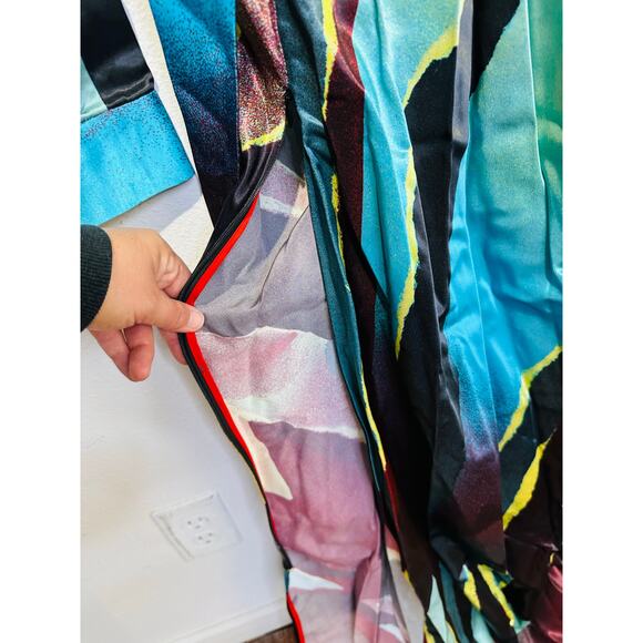 CHRISTOPHER JOHN ROGERS Women's Multicolor Printed Satin Maxi Dress Size 4 - Picture 12 of 16